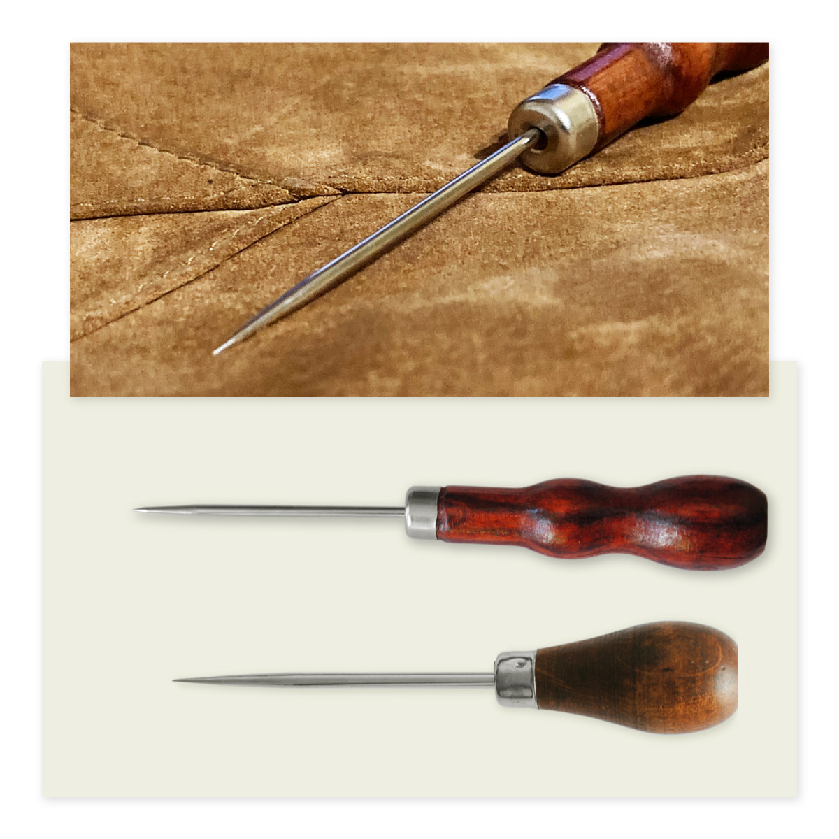 Шило за пробиване на кожа, текстил, винил